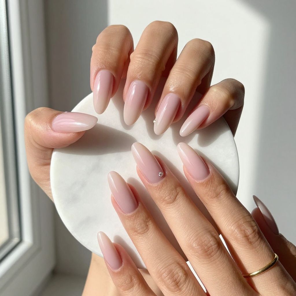 Blush Long Coffin Nails
