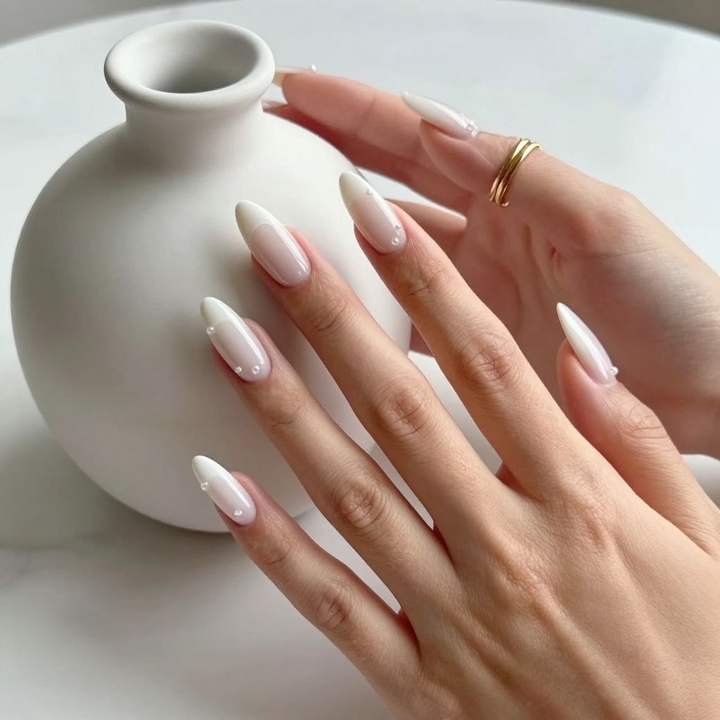 Soft White Almond Nails