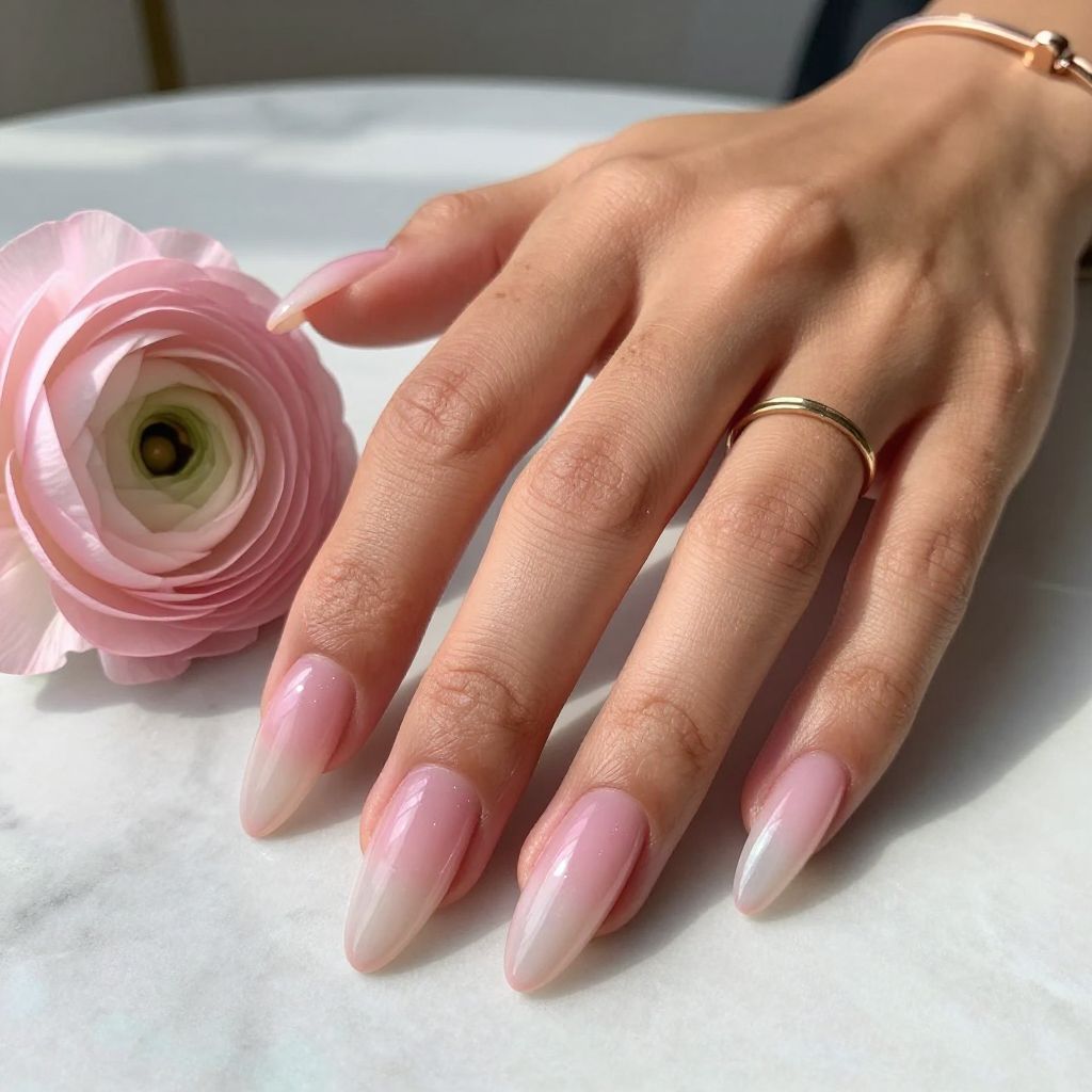 Clear Pink Ombré Nails