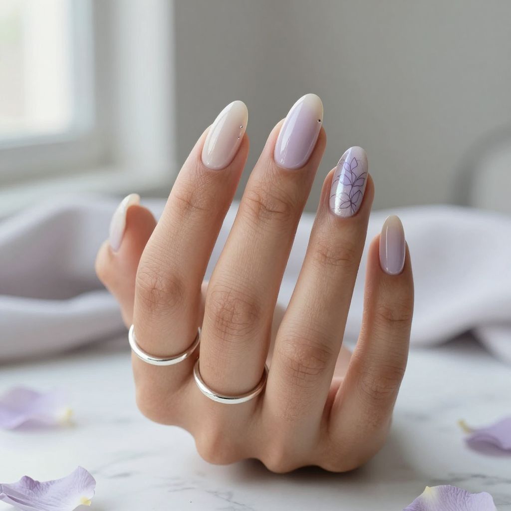 Pale Lavender Almond Nails