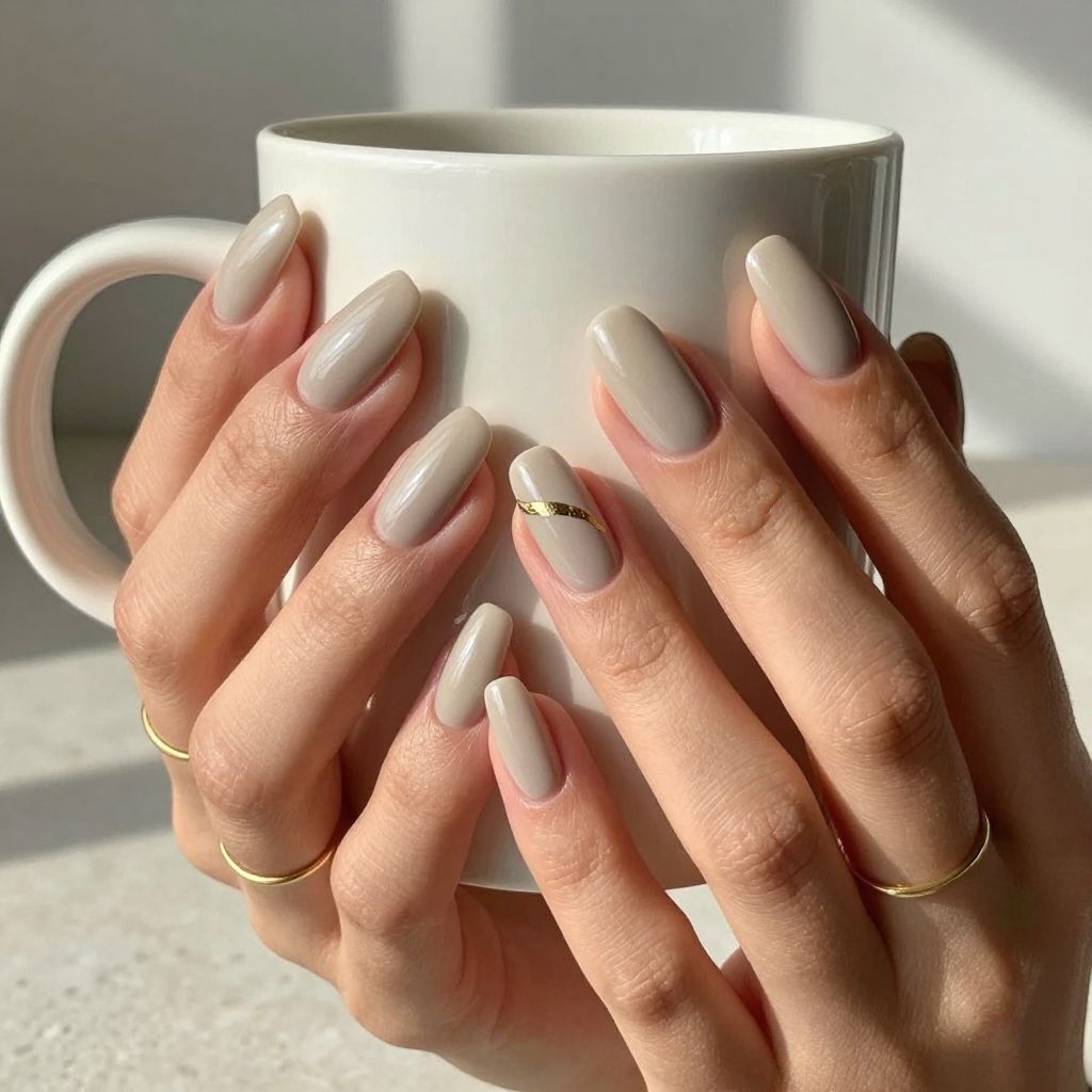 Taupe Long Oval Nails