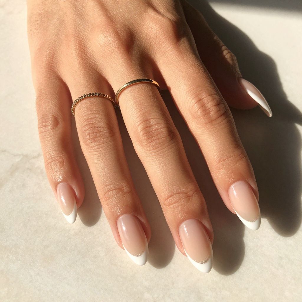 Minimal French Almond Nails