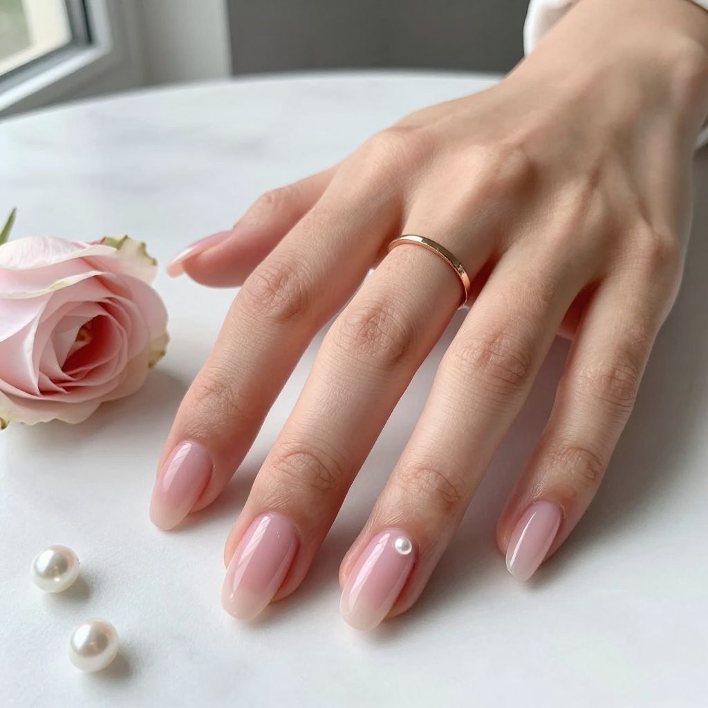 Sheer Pink Almond Nails