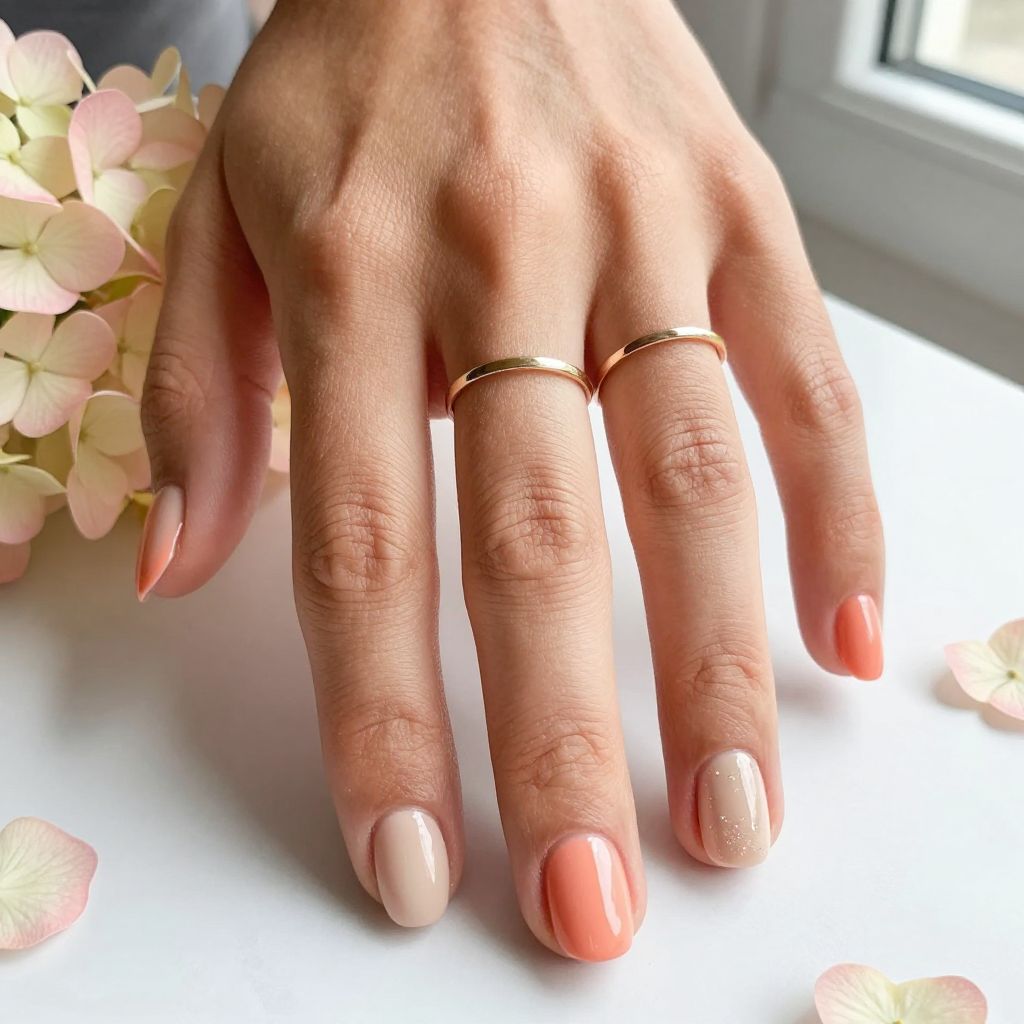 Soft Coral Round Nails