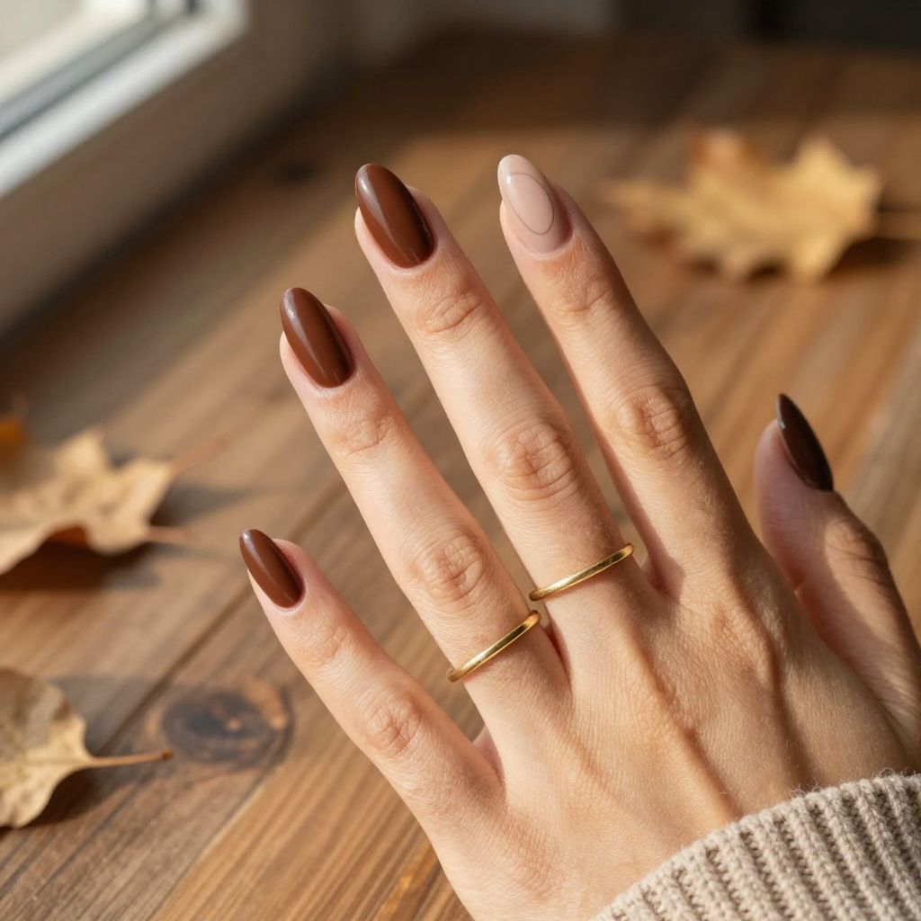 Cocoa Brown Almond Nails