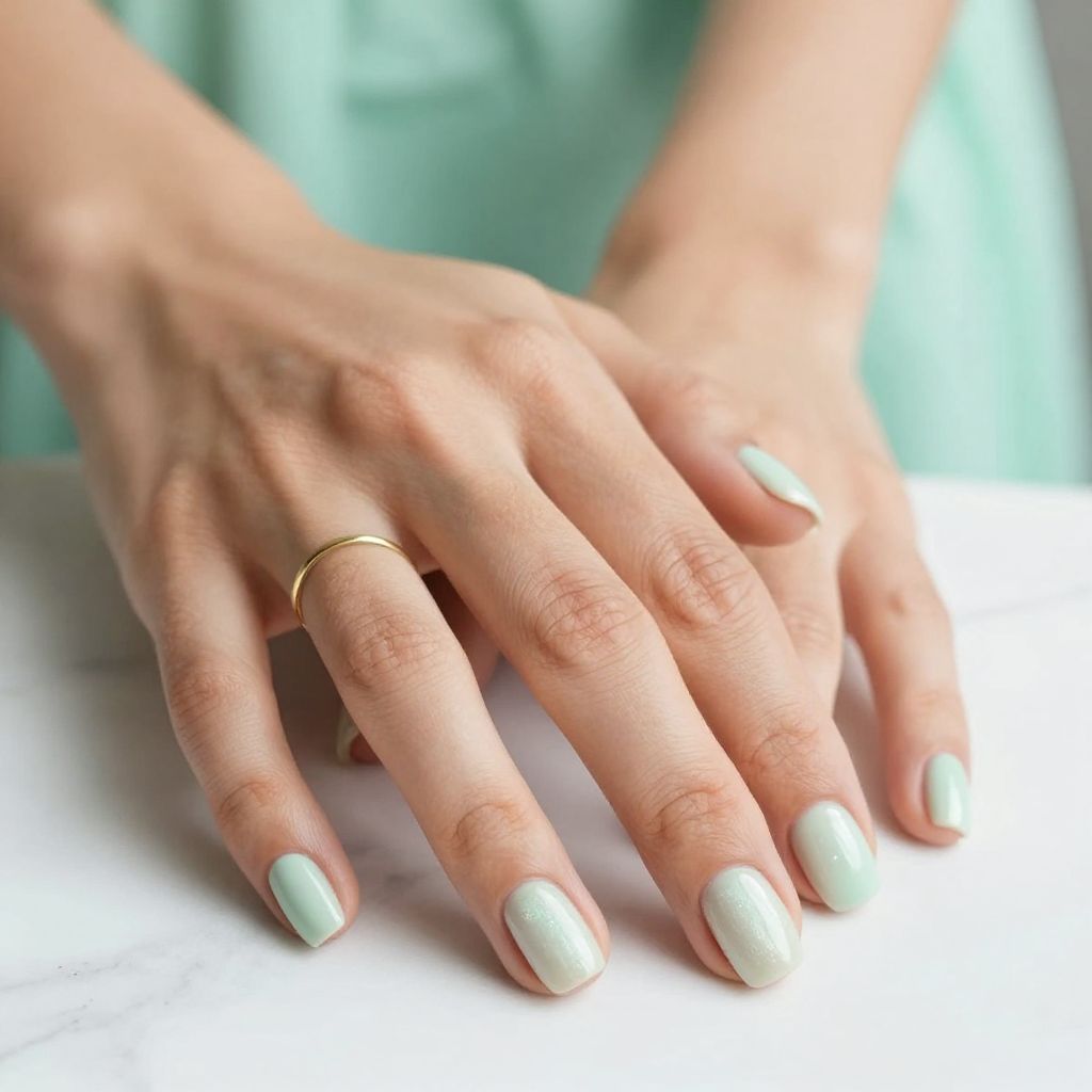 Pale Mint Short Square Nails