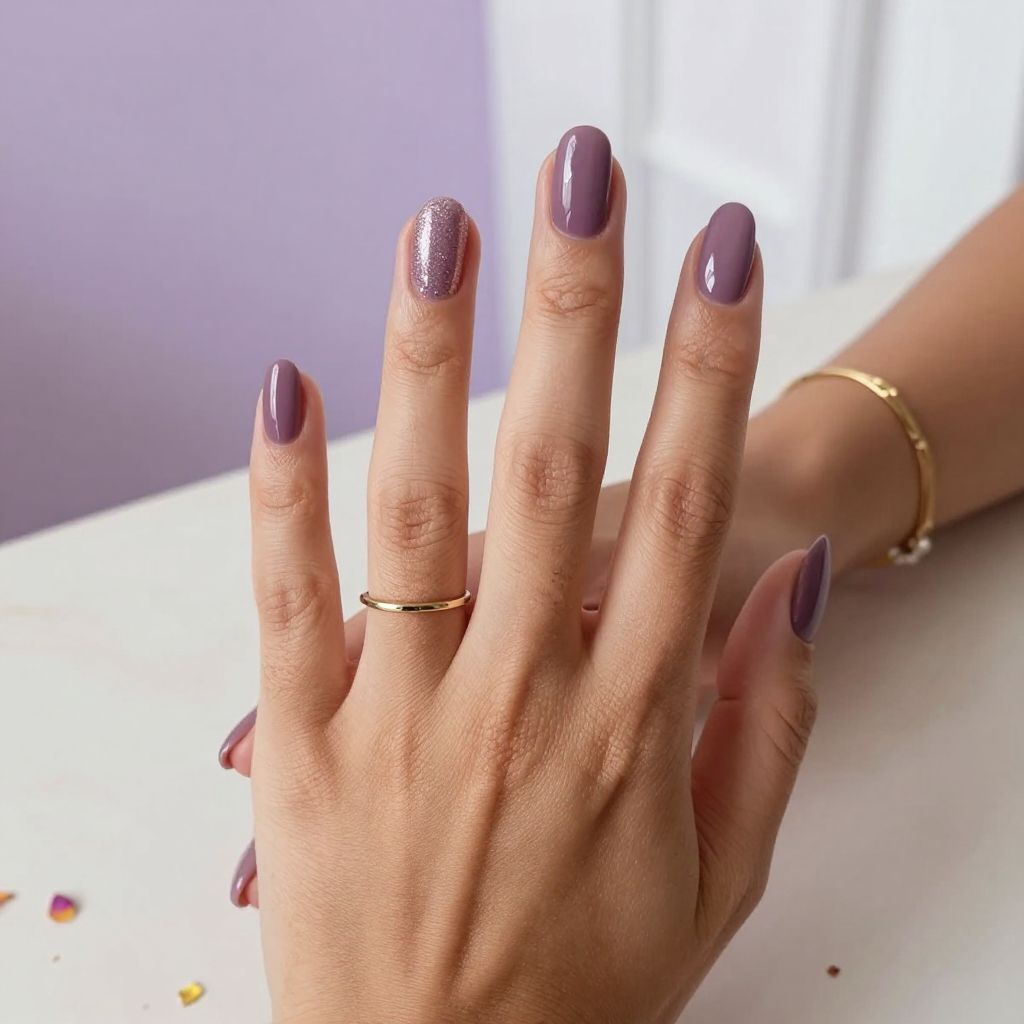 Mauve Gloss Oval Nails