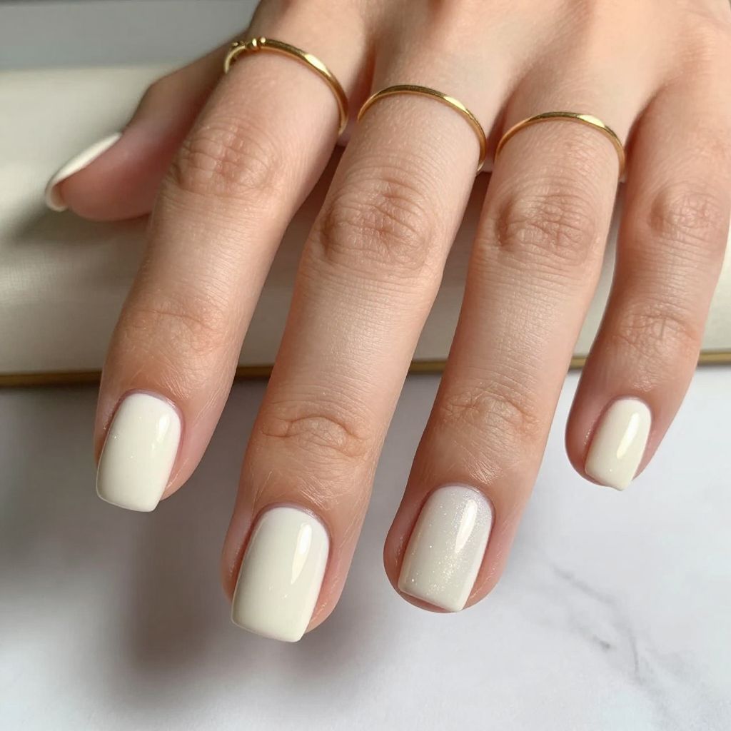 Milky White Square Nails