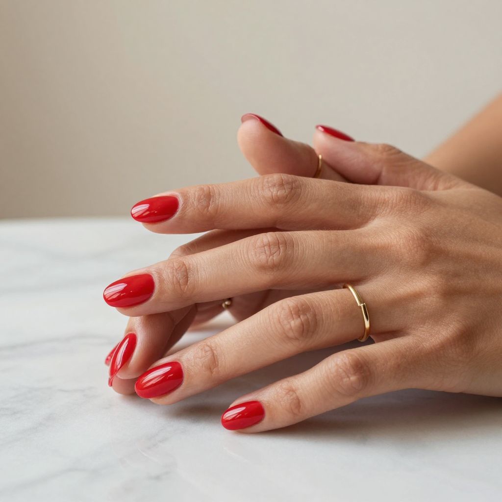 Classic Red Medium Oval Nails