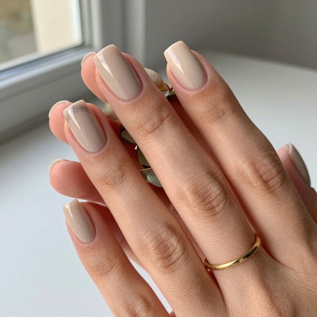 Taupe Short Square Nails