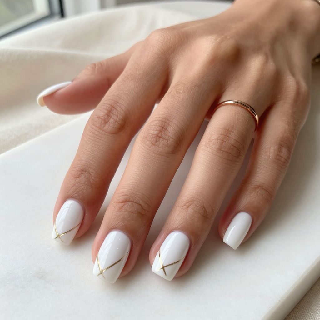White Base with Gold Geometric Lines