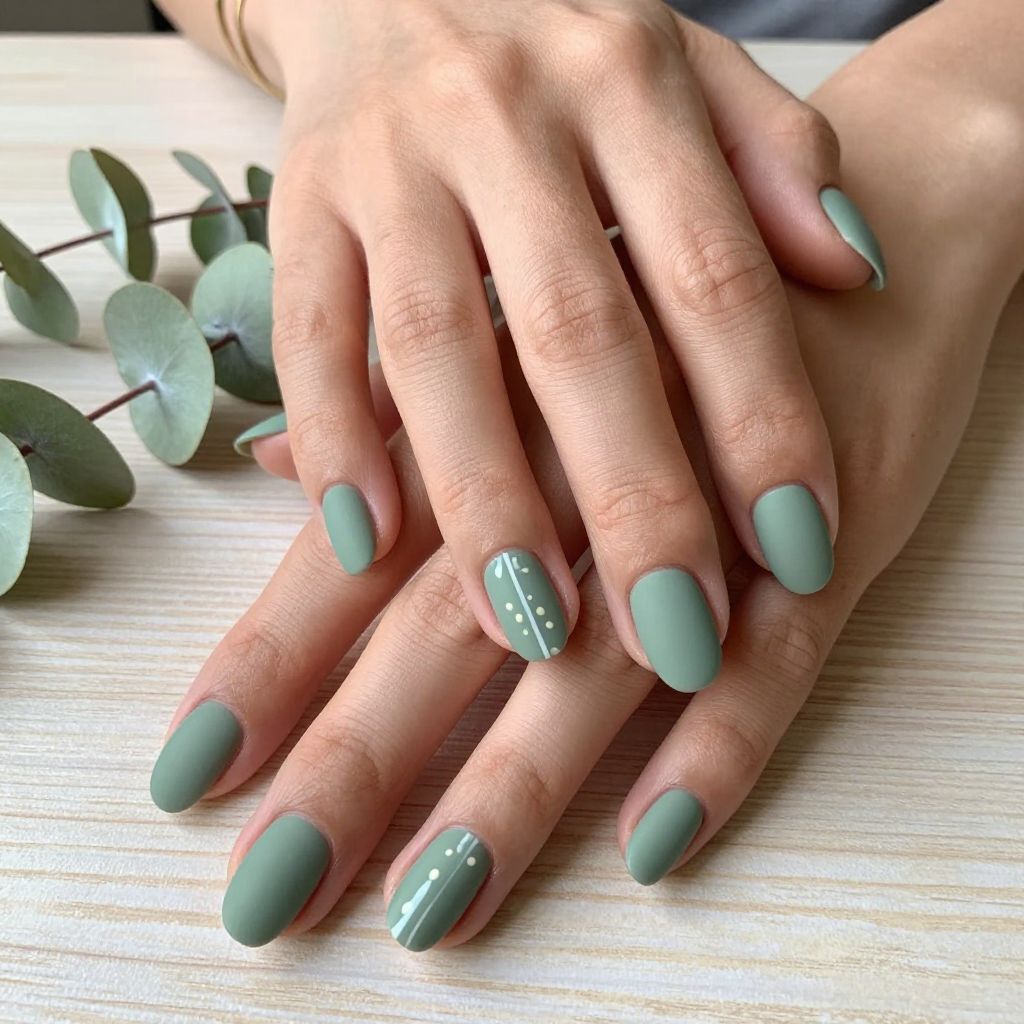 Soft Sage Green with Minimalist Art