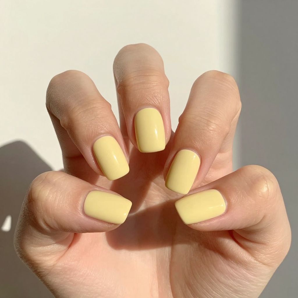 Short nails Buttercream Yellow Matte