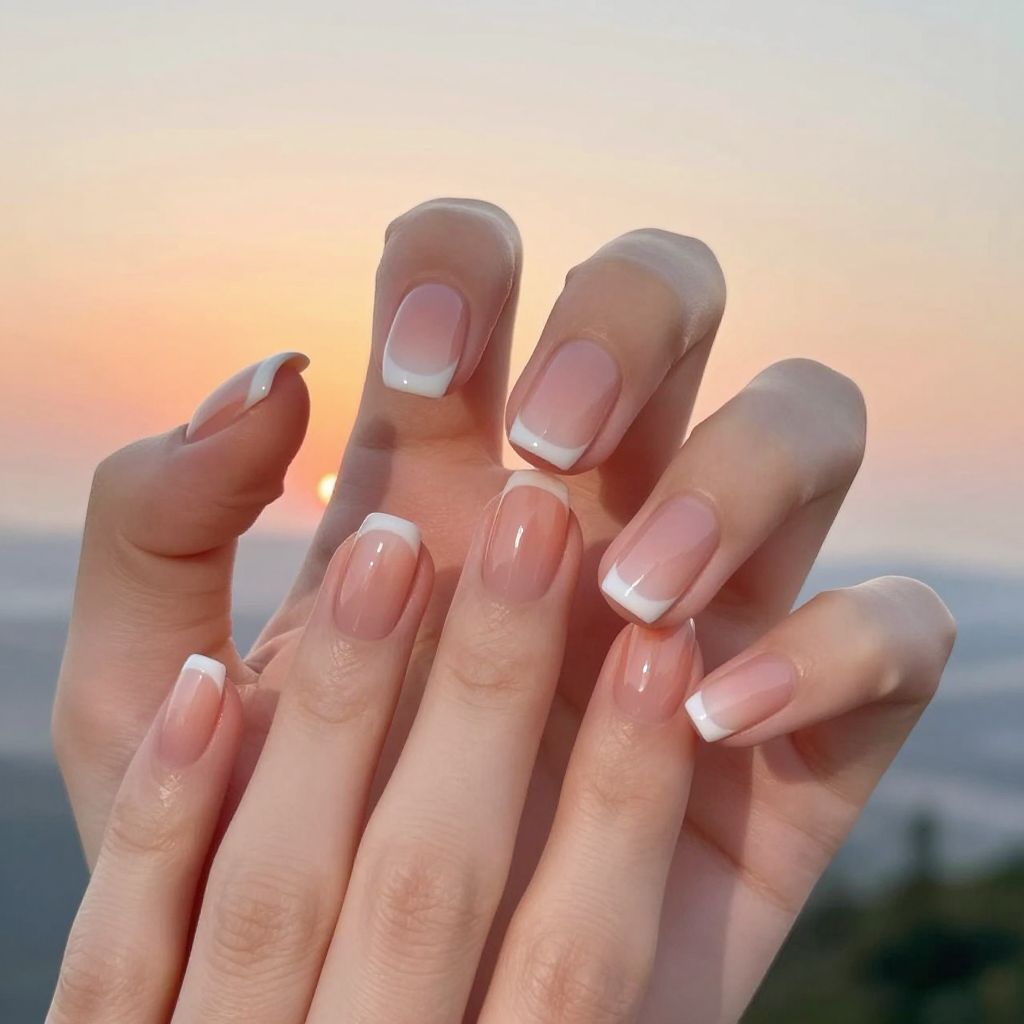Short nails Soft Peach Gradient
