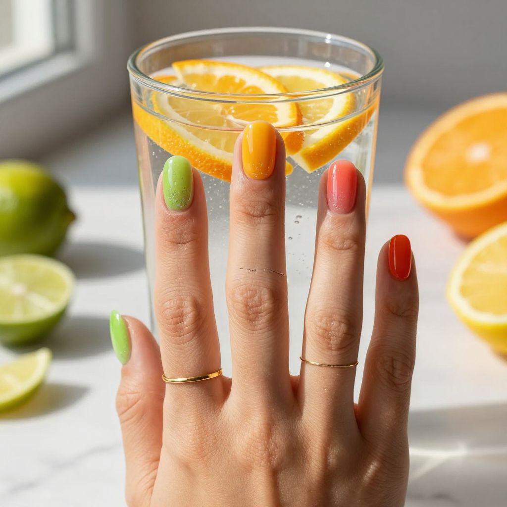Citrus skittle short nail set