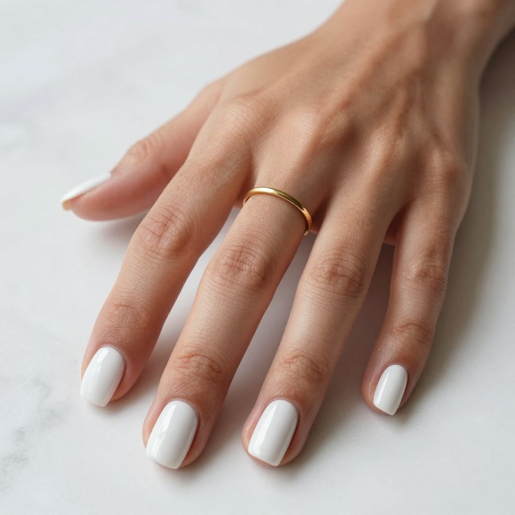 Clean White Short Square Nails