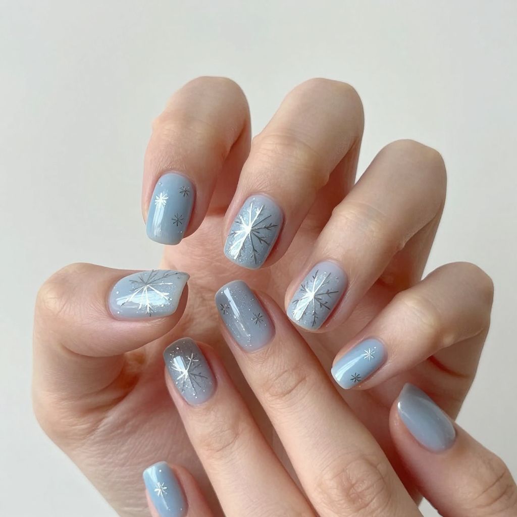 Snowflake nail idea 11