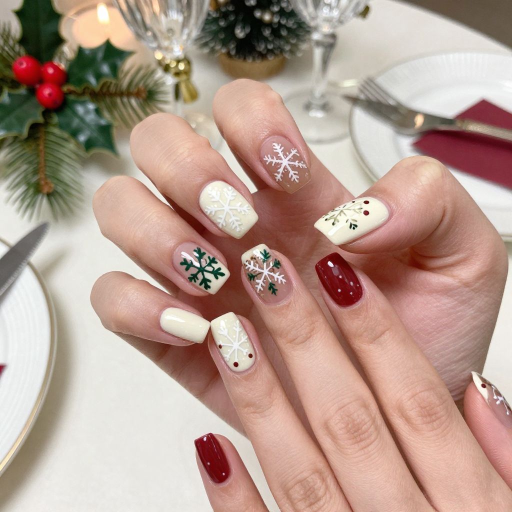 Snowflake nail idea 13