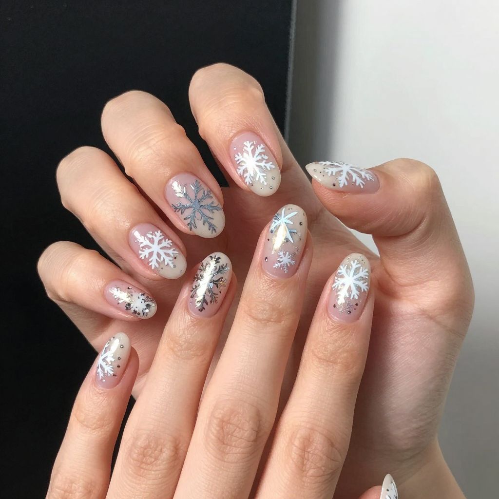 Snowflake nail idea 14