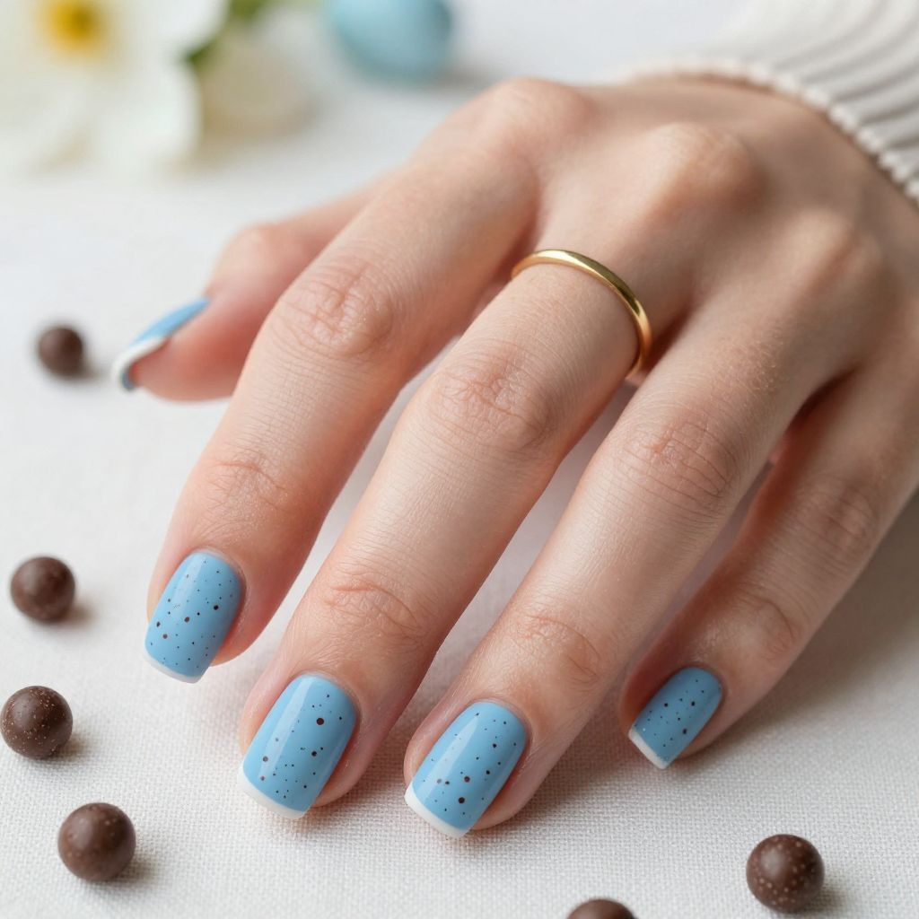 Speckled Robin Egg spring acrylic nails
