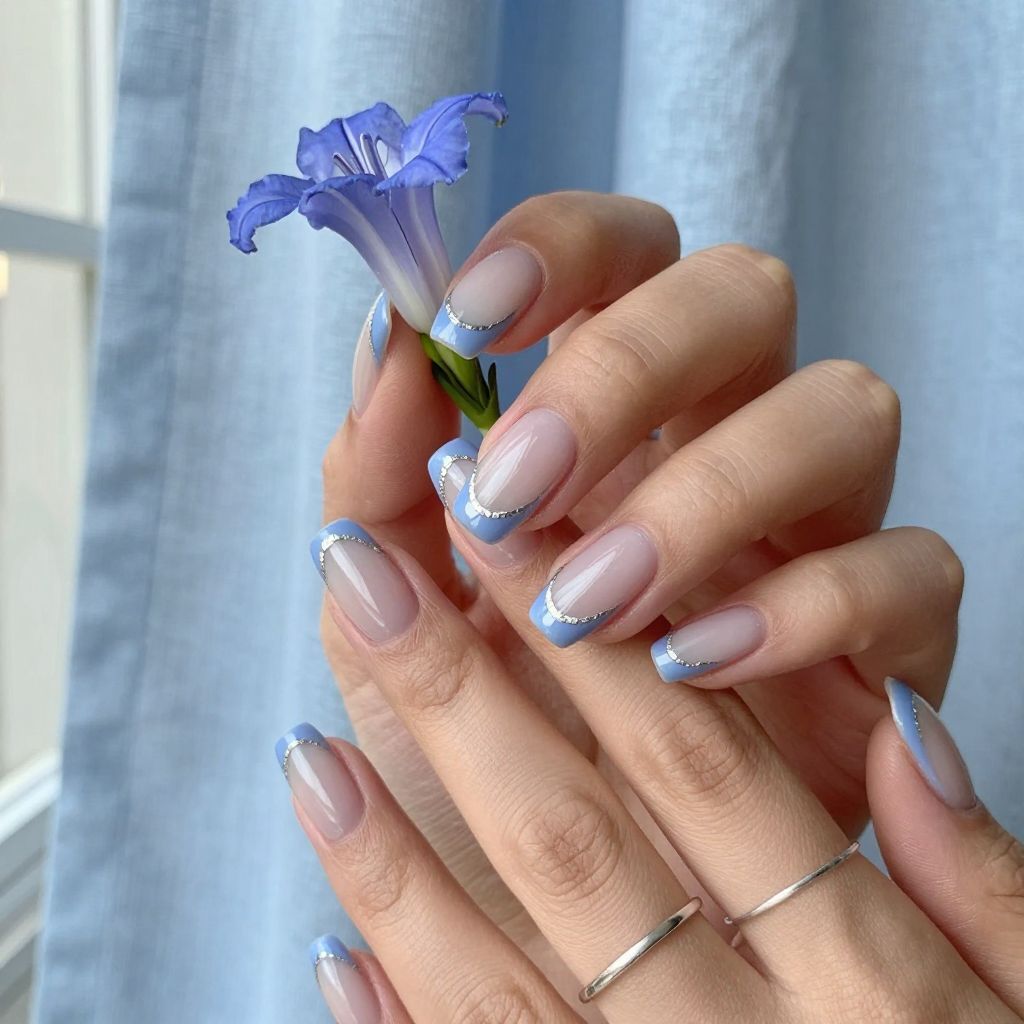 Bluebell Negative Space spring acrylic nails
