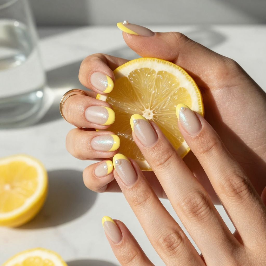 Lemon Sorbet French spring acrylic nails