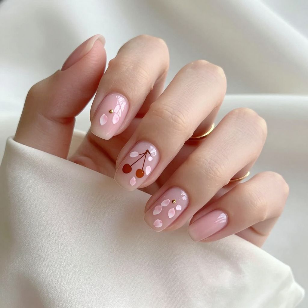 Cherry Blossom Accent spring acrylic nails