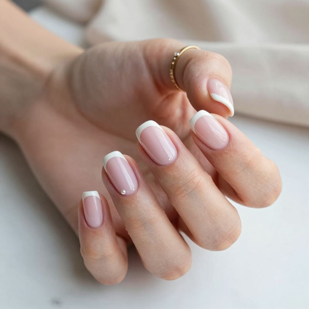 Milky Pink Square Nails