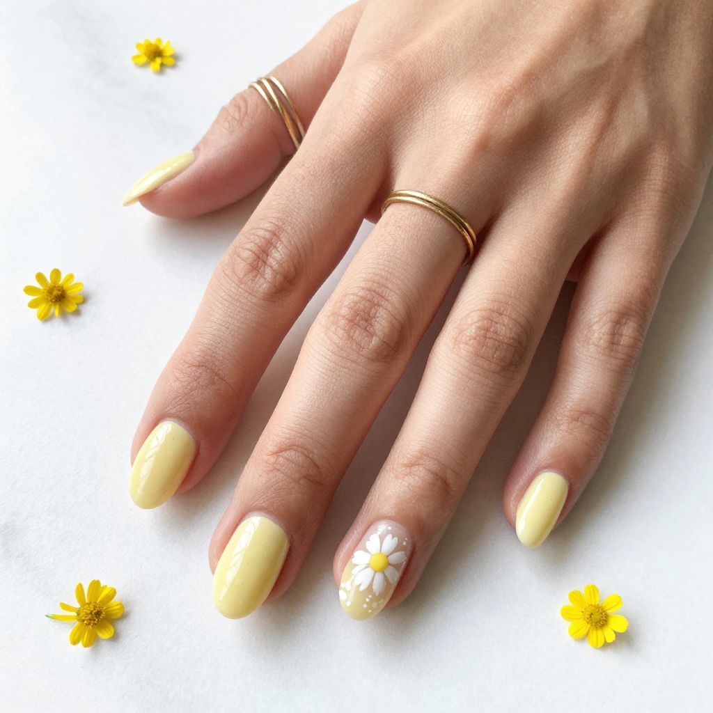 Lemon Sorbet Oval Nails