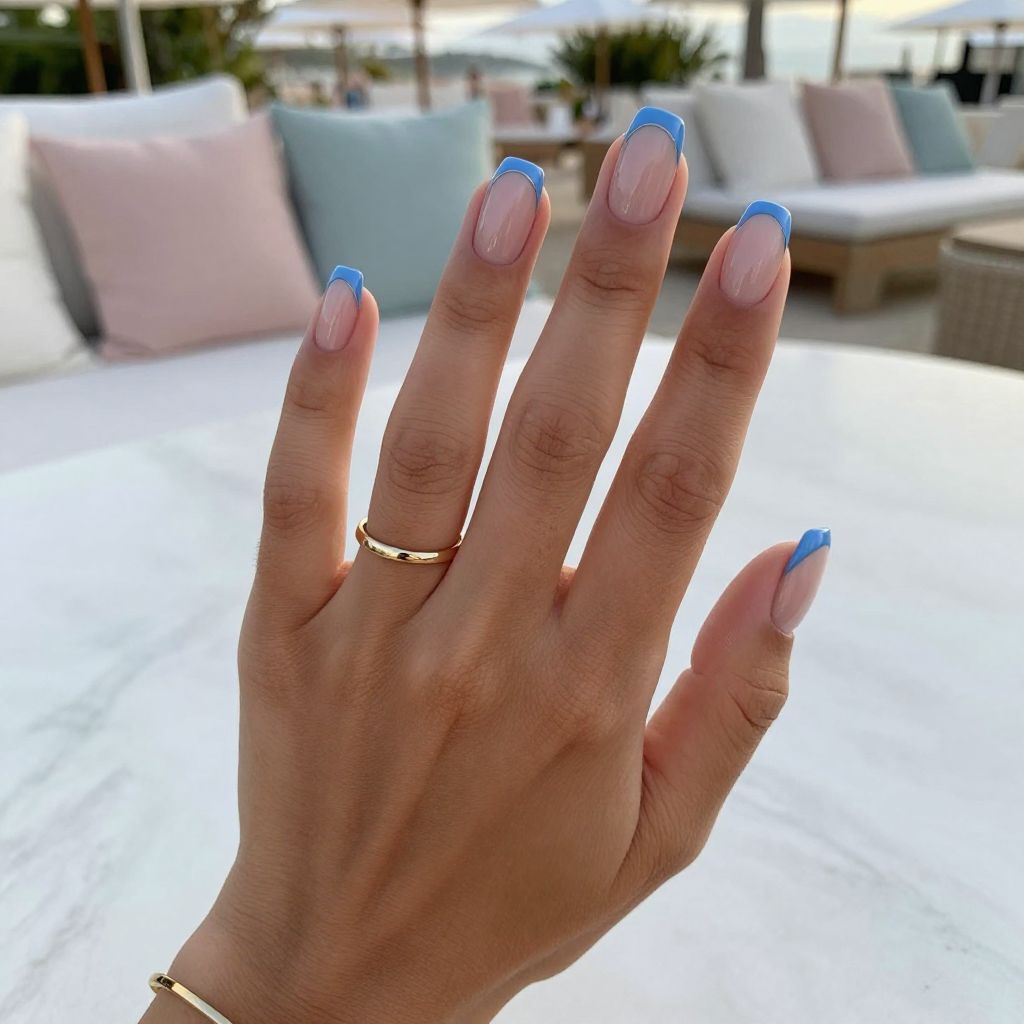 Sky Blue French Tips