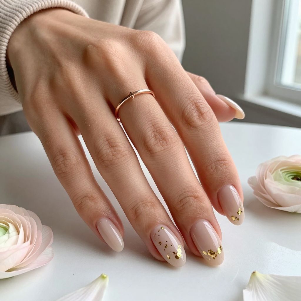 Nude Base With Gold Petal Foil