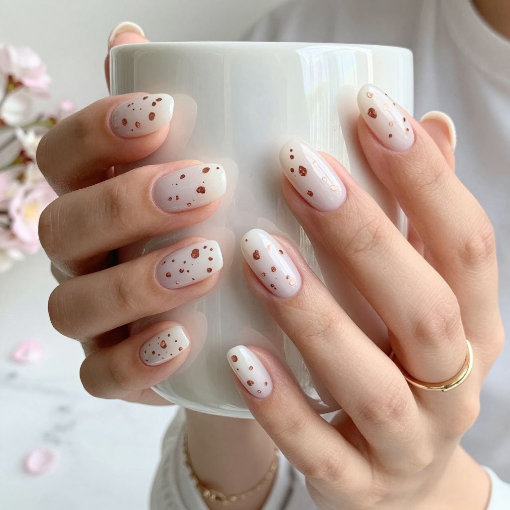 Milky White with Rose Gold Confetti