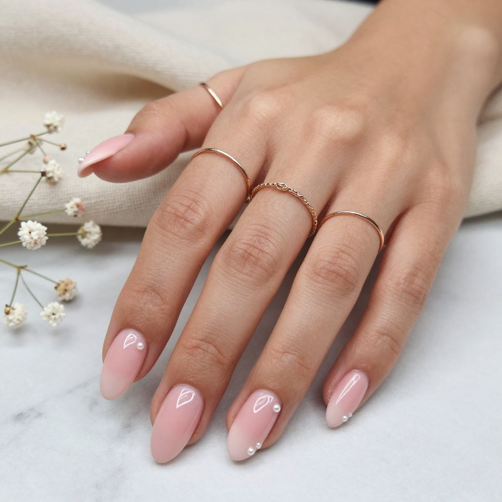 Blush Pink Gradient with Pearl Accents