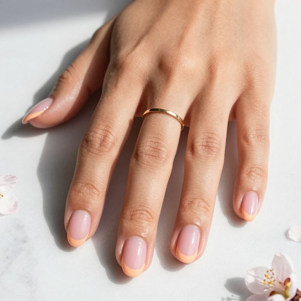 Peach fizz French spring nails