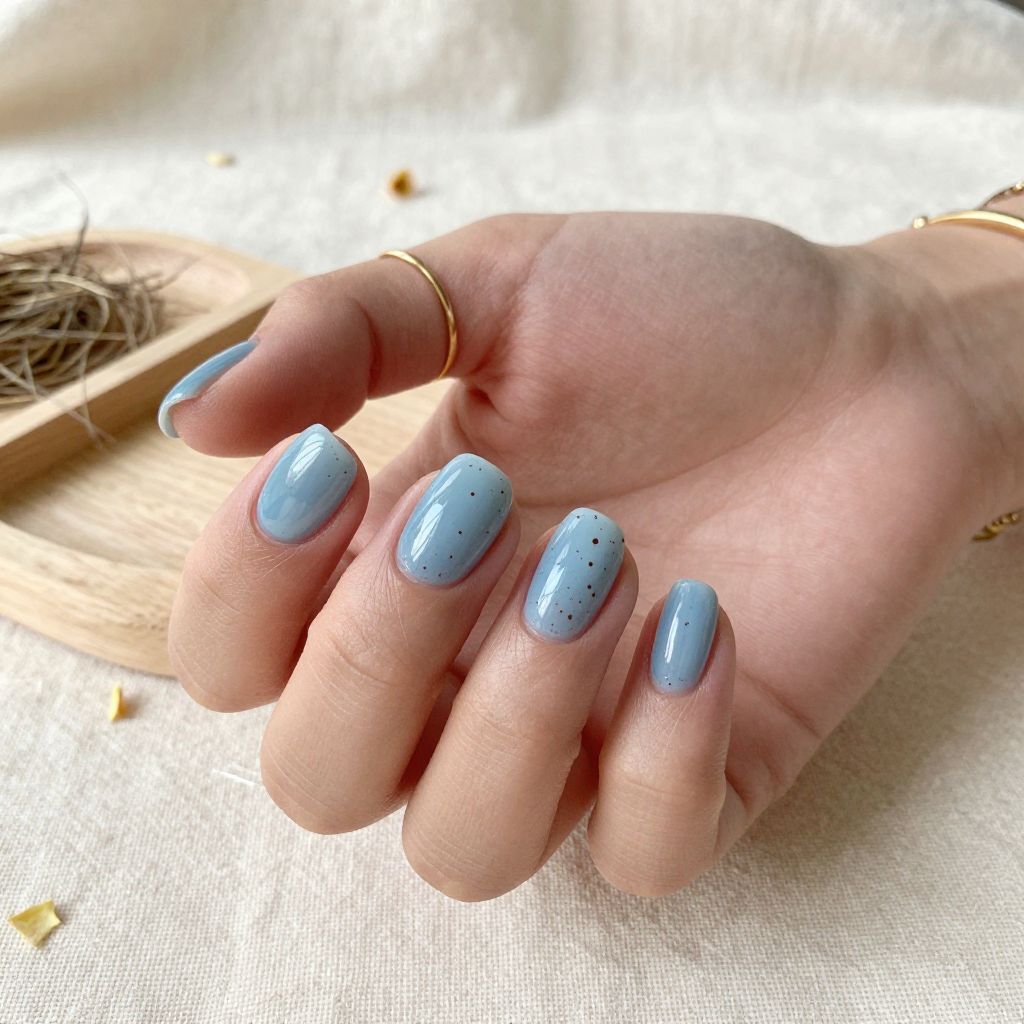 Speckled robin egg nails