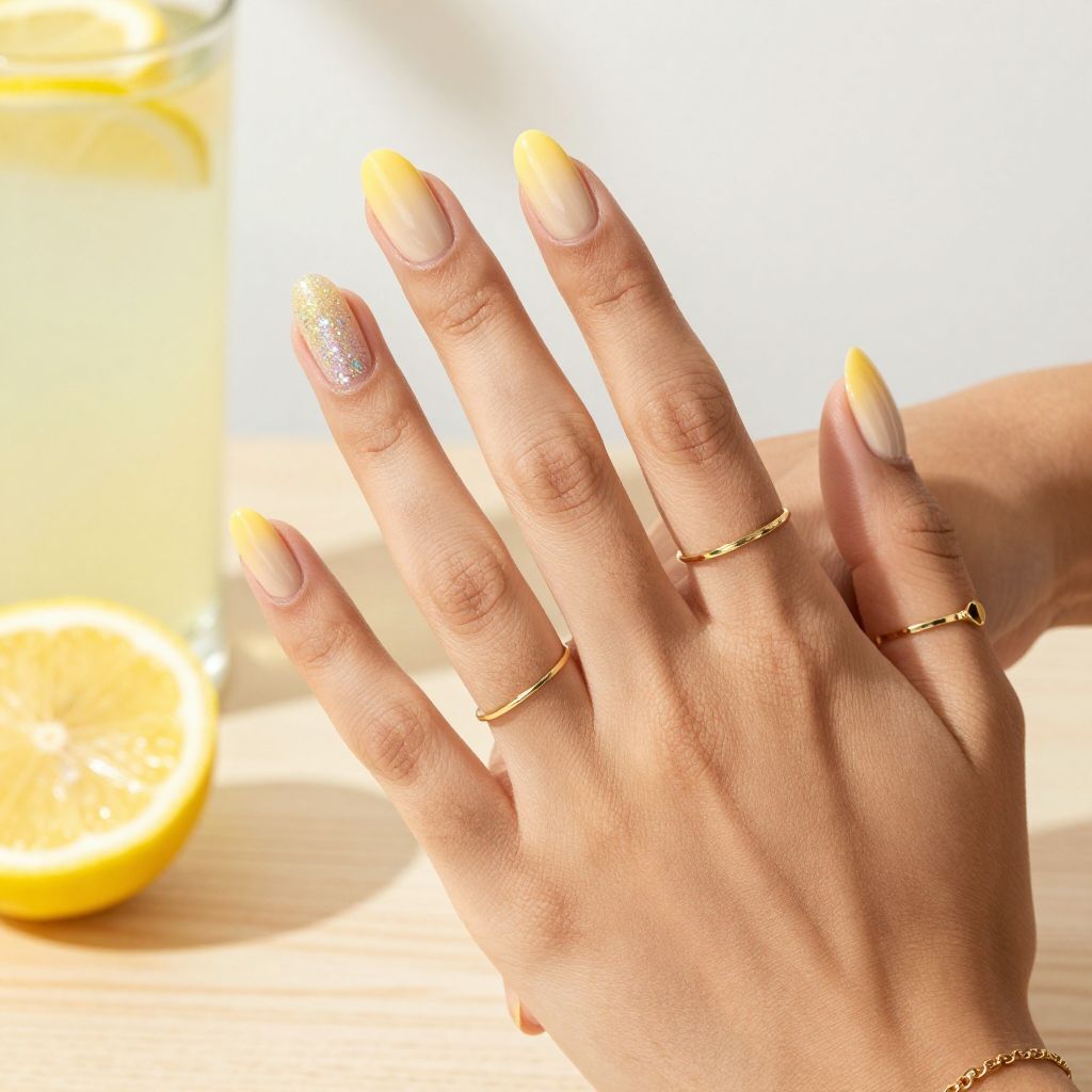 Lemonade gradient tip nails