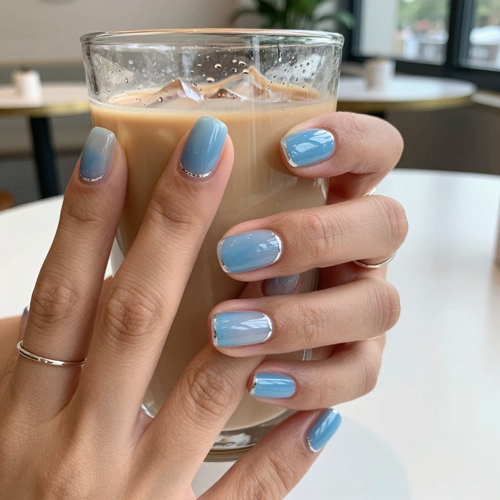 Sky blue jelly spring nails