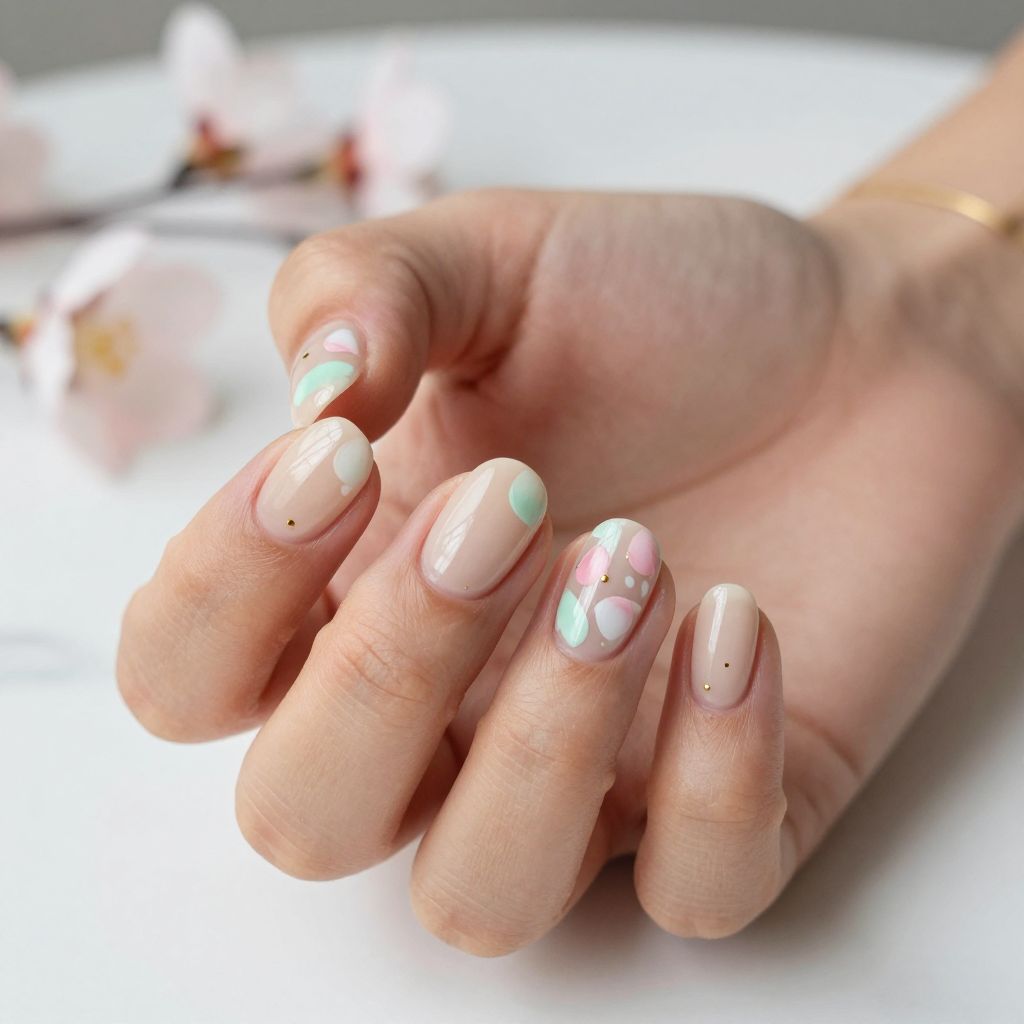 Nude Base With Floating Petals