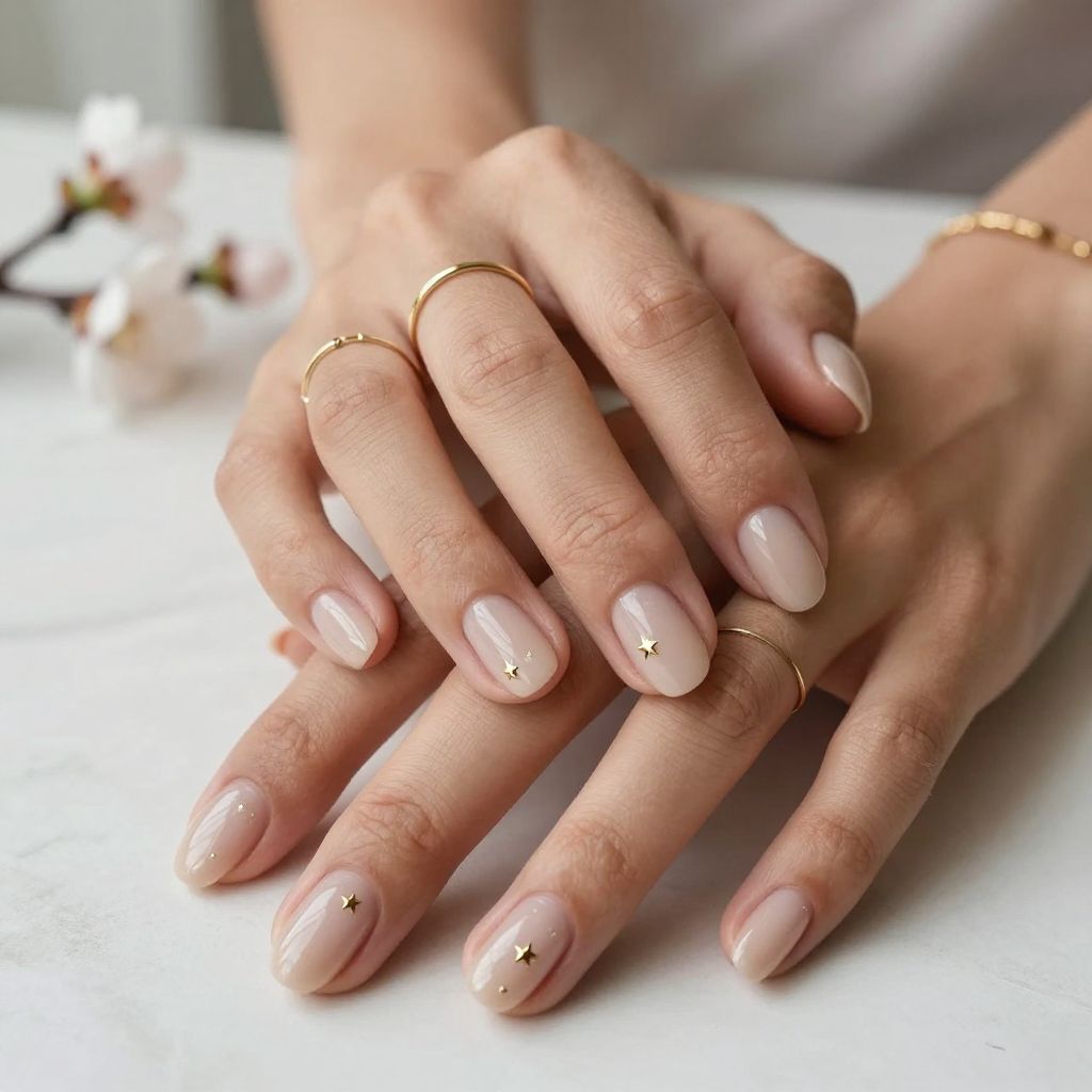Clean Nude With Single Sparkle Star