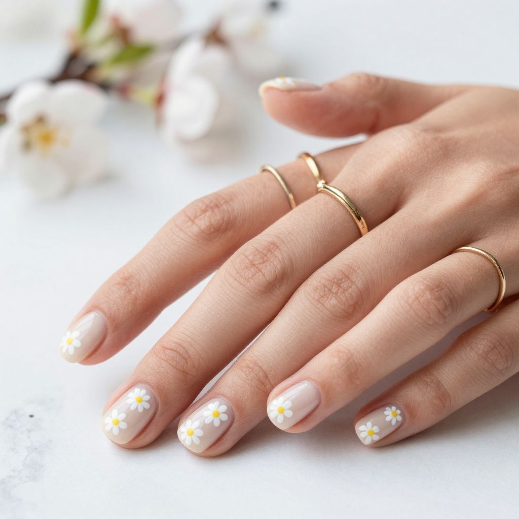 Daisy Accent Nails