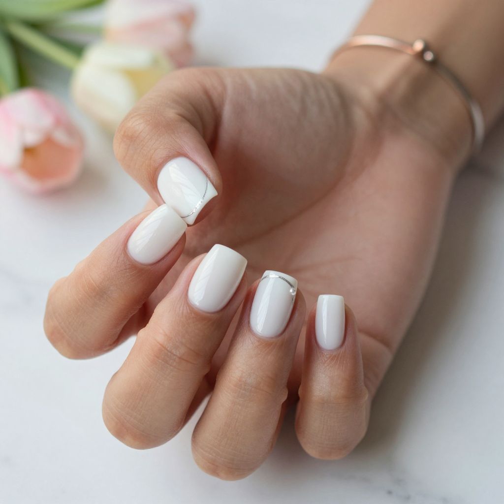 Milky White Square Nails