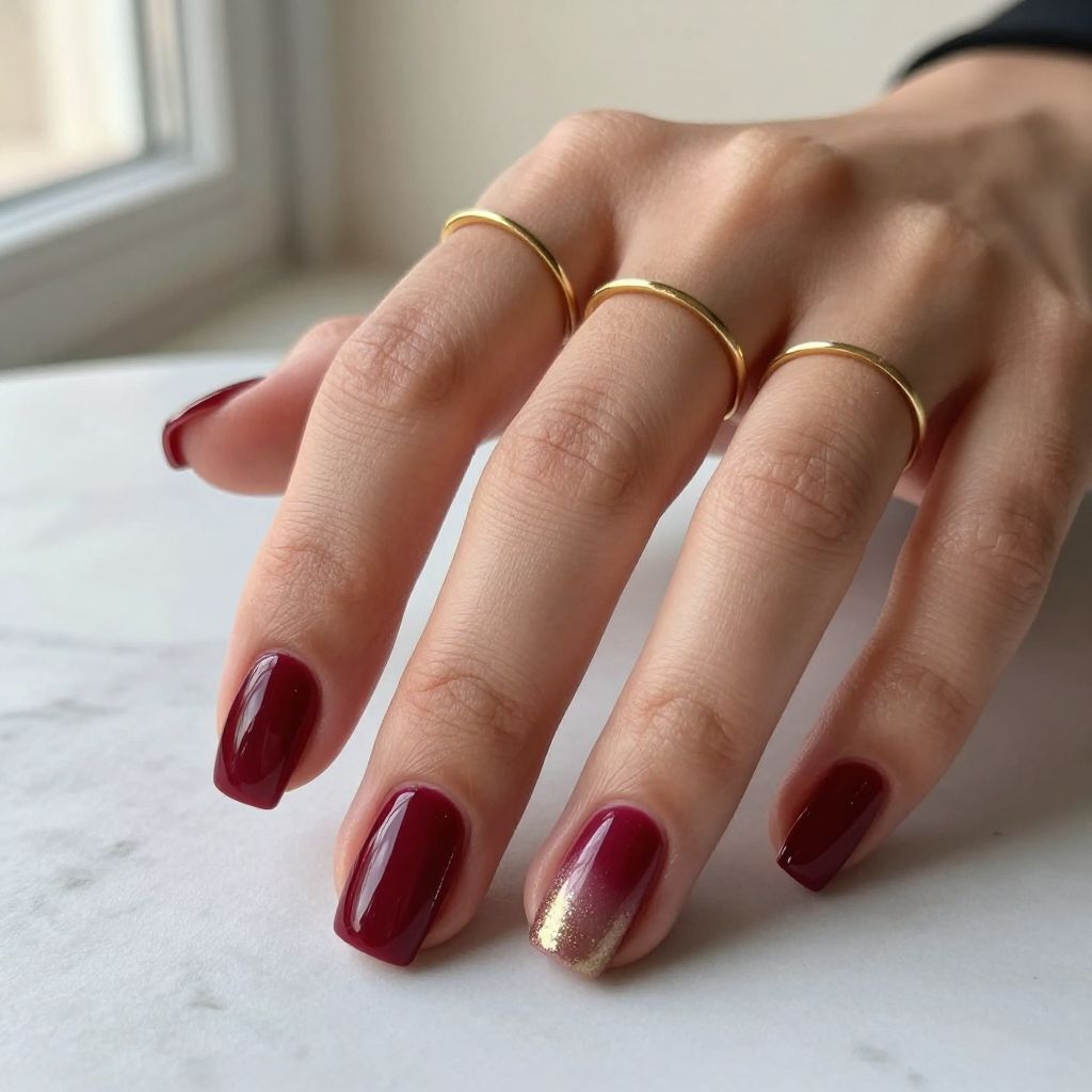 Deep Red Classic square acrylic nail idea