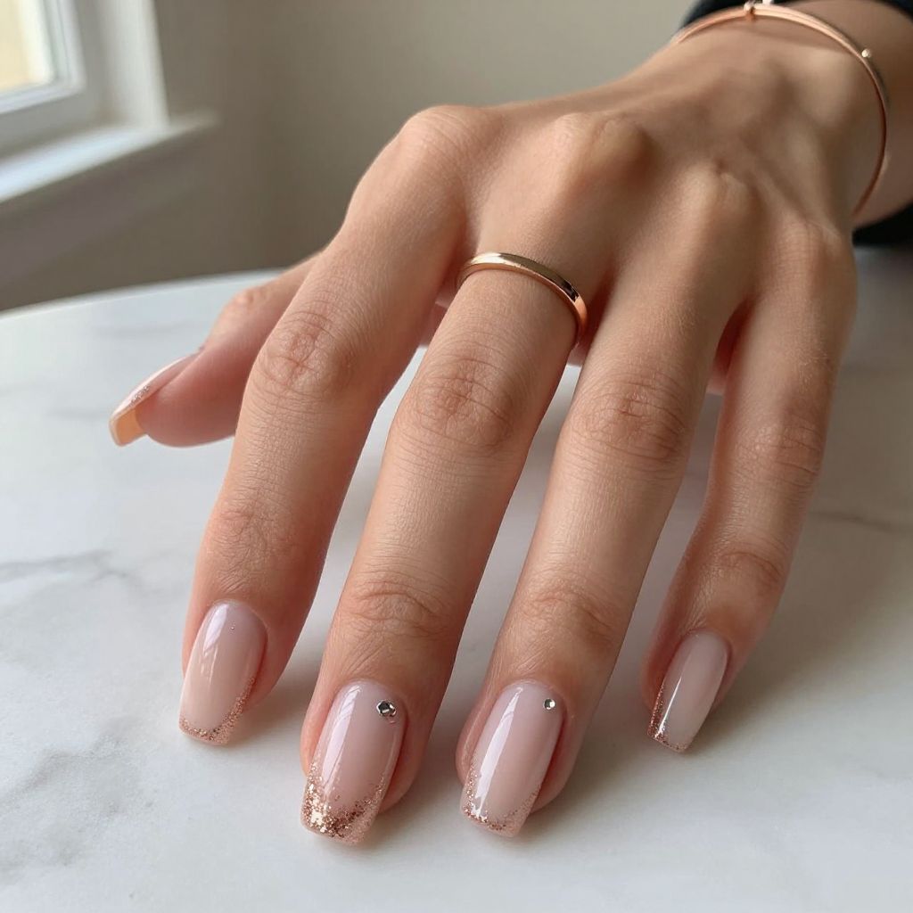 Glitter Fade Tips square acrylic nail idea