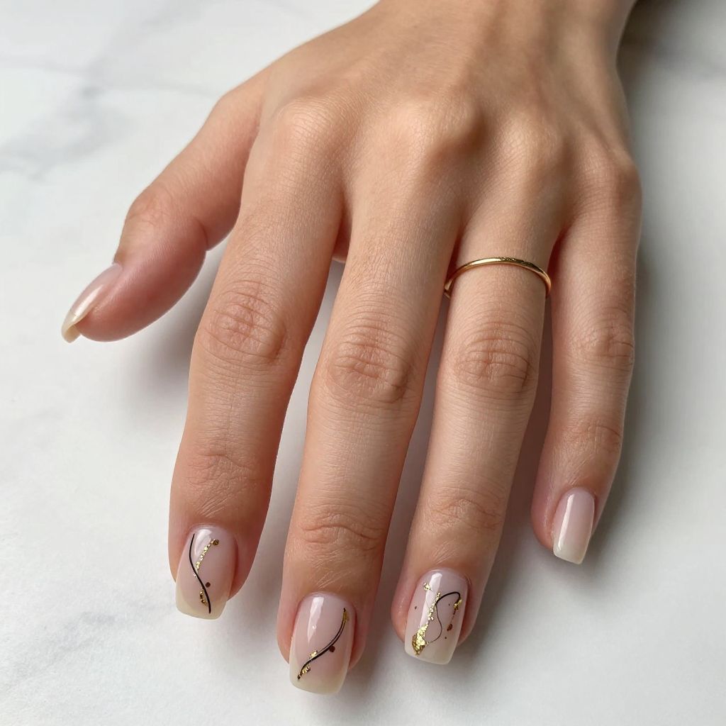 Abstract Line Art square acrylic nail idea