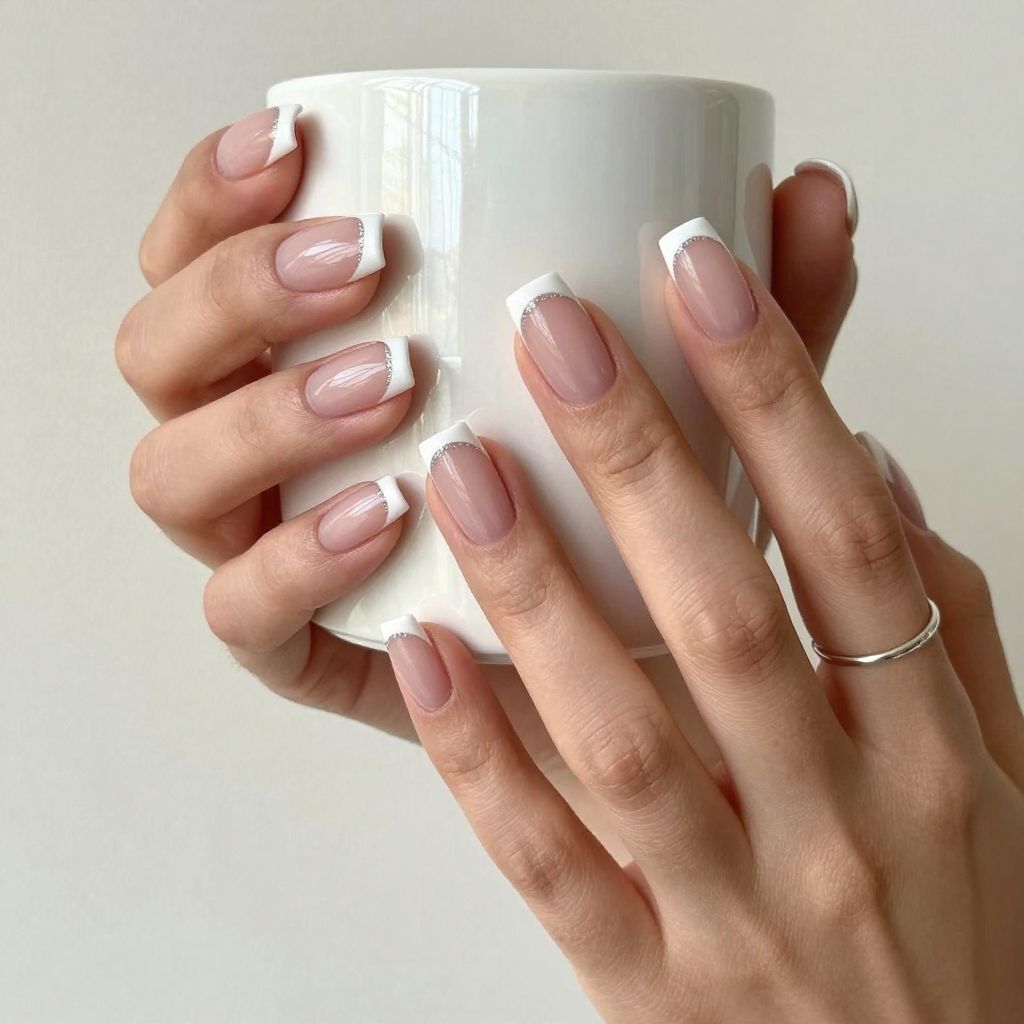 French Tip With a Clean Edge square acrylic nail idea