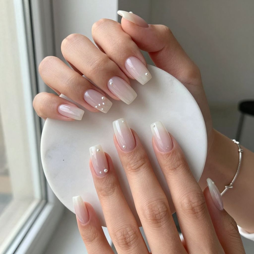 Milky White Luxe square acrylic nail idea