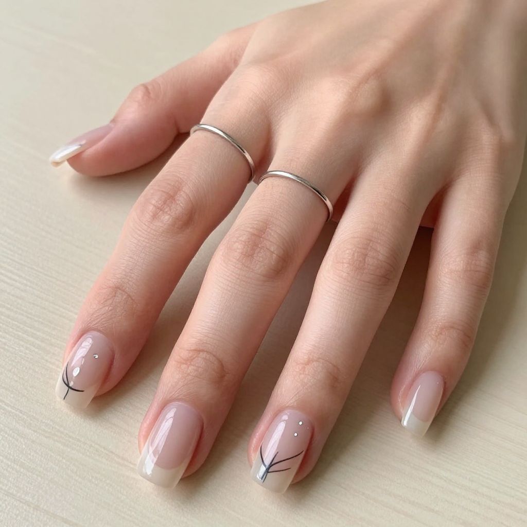 Clear Tips With Minimal Art square acrylic nail idea