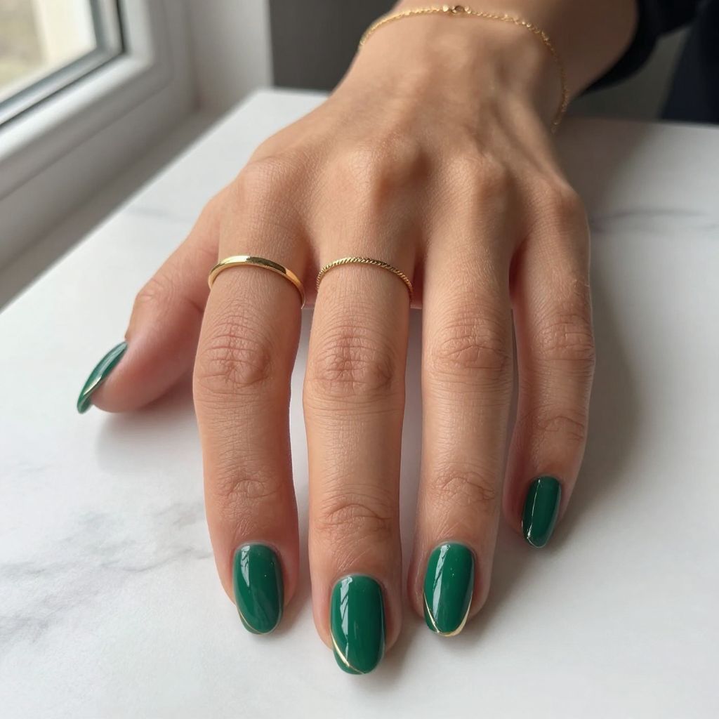 Emerald Gloss Almond Nails