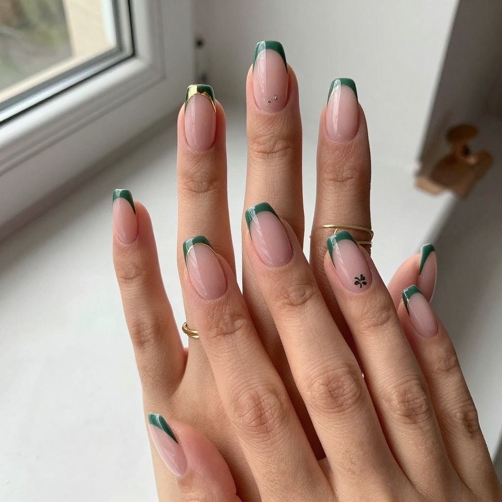 Two Tone Clover French Tips