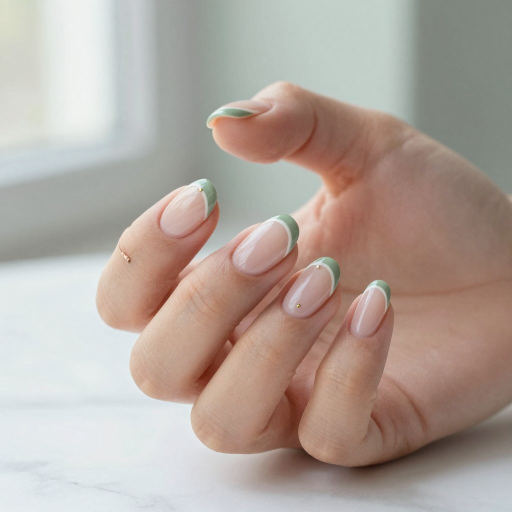 Sage Green French Manicure
